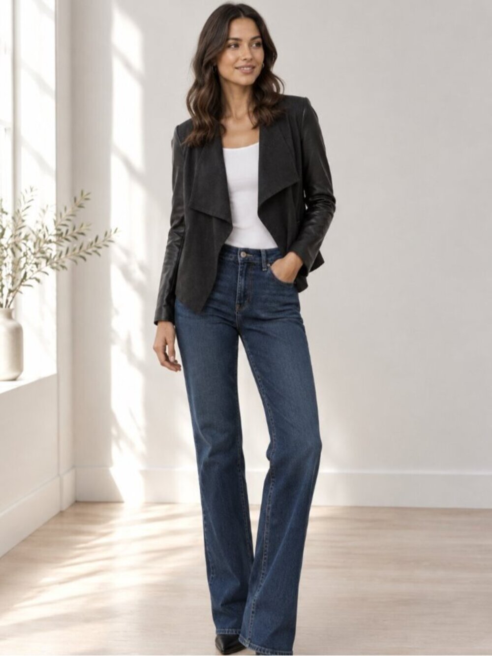 Vince Black Suede Leather Jacket Women’s Small 0608